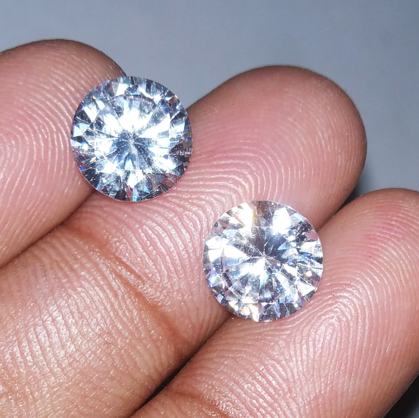 White Zircon Cambodian Round Cut Pair 9.50 Ct Loose Gemstone With Free Gift