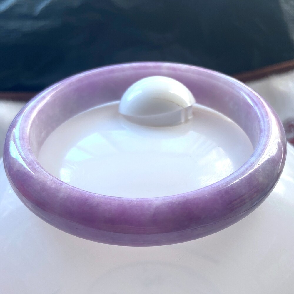 Certified Grade A Lavender 57-58mm Natural Burma Jade jadeite Bangle Bracelet