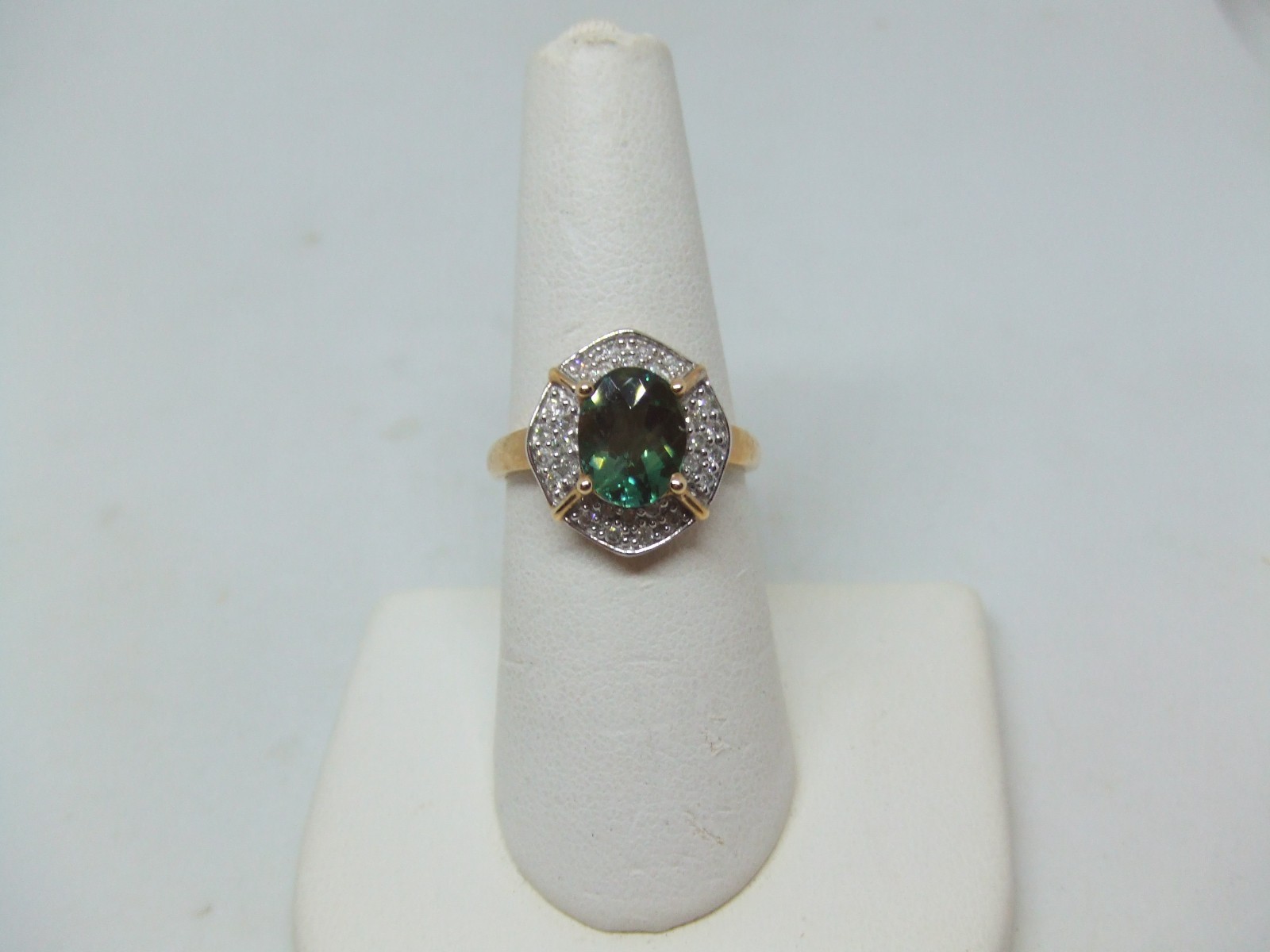 14k y.g. blue labradorite & diamond ring size 7.25