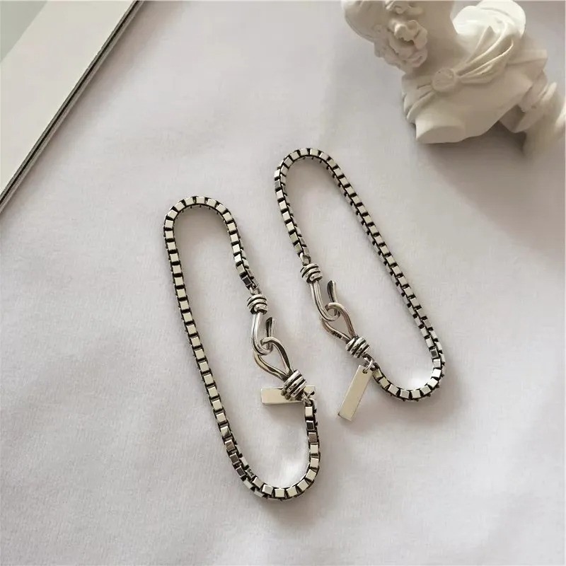 Vintage Thick Box Chain Bracelets Women 925 Sterling Silver Jewelry Gift 7 in nw