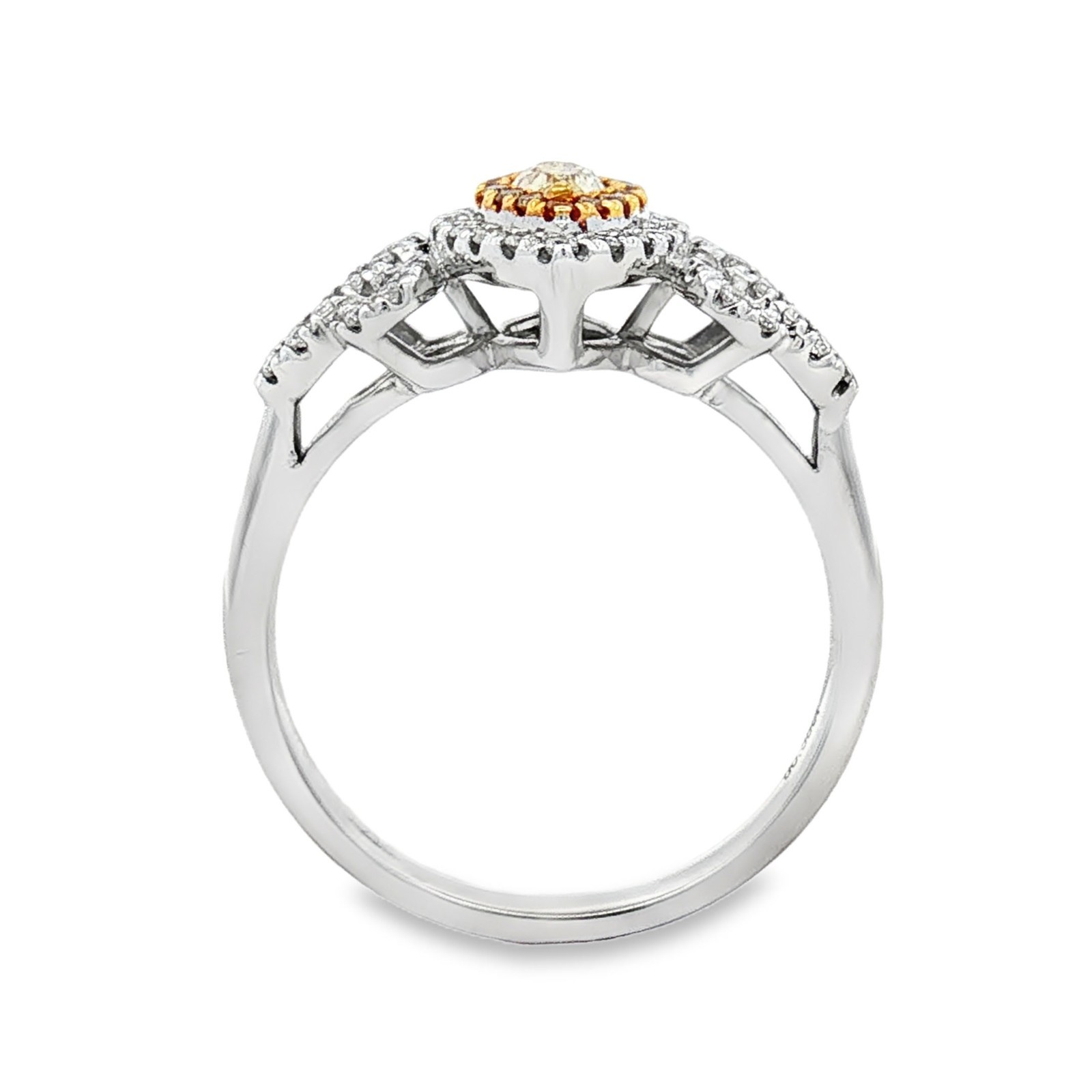 18K White Gold Natural Yellow & White Diamond Size 6.25# Ring SC0103