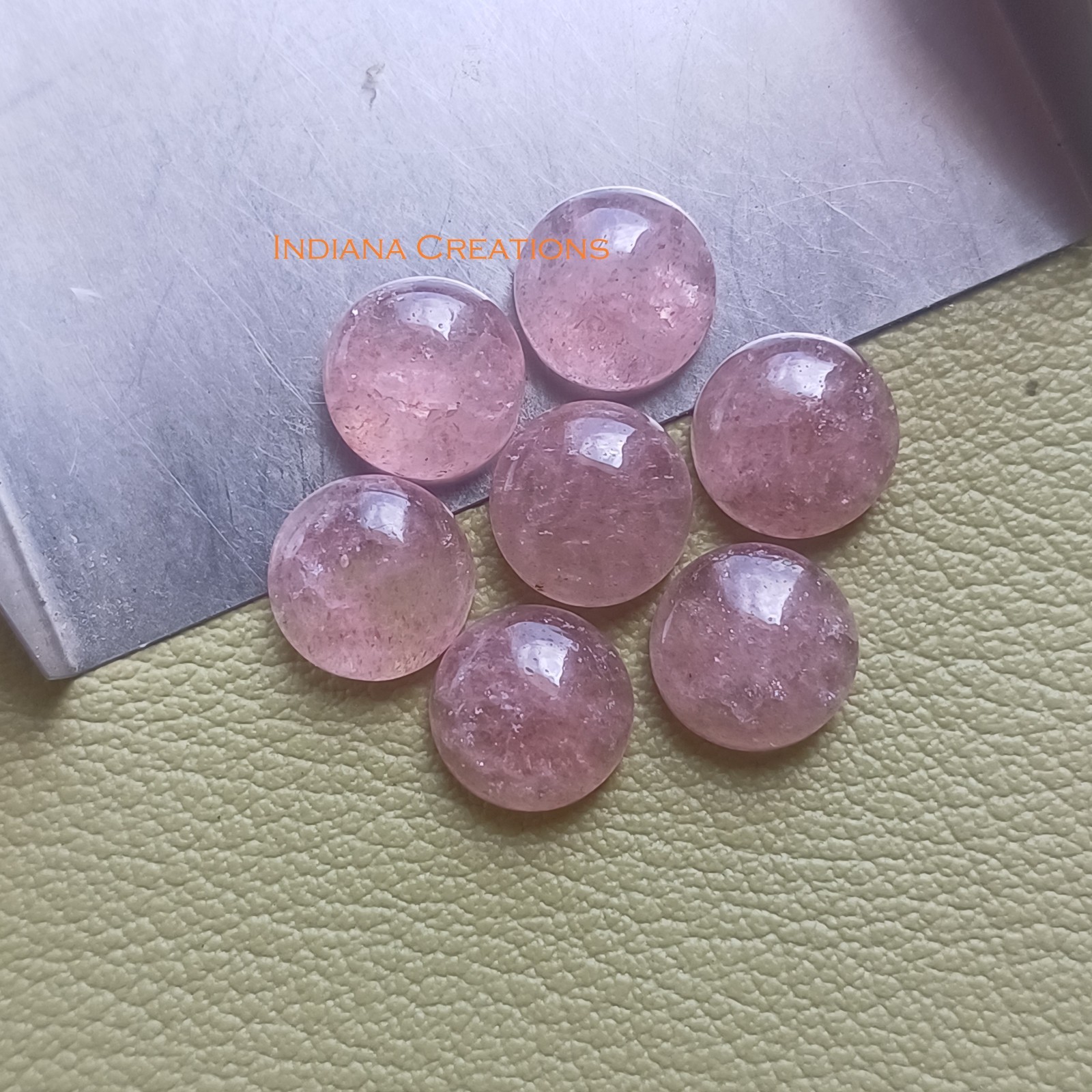 16mm Pink Strawberry Quartz Natural Round Cabochon Loose Gemstone