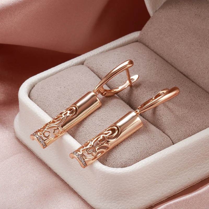 Elegant earrings drop earrings 585 RG rose gold rose gold with zircon very elegant 4.2g