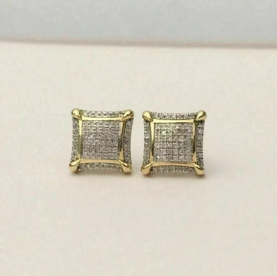 2.0 Ct Round Cut Lab Created Diamond Cluster Stud Earrings Yellow Gold Plated