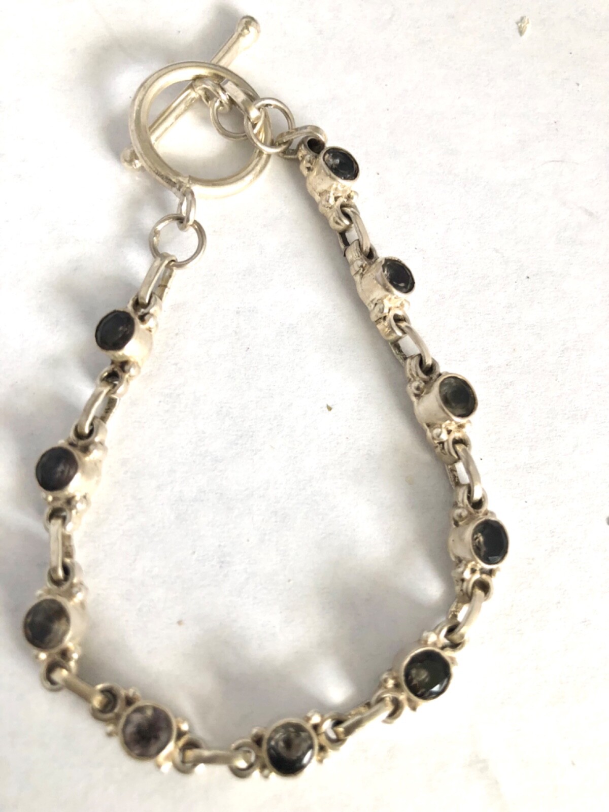 Vintage Light Smoky Quartz Sterling Silver Bracelet 