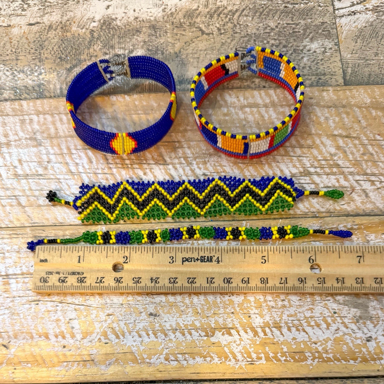 Maasai Beaded Cuff Bracelets Lot Seed Bead Bracelets Handmade Kenya Africa