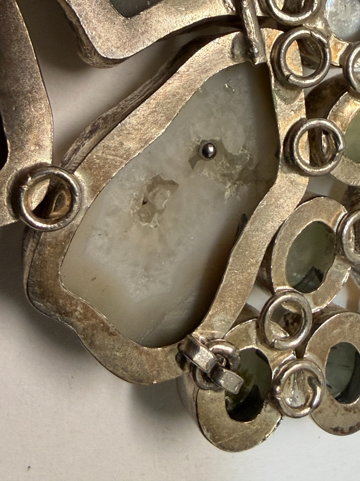 925 Silver Prehnite Agate Slice Bib Necklace Druzy Tourmaline Geode Boho Jewelry