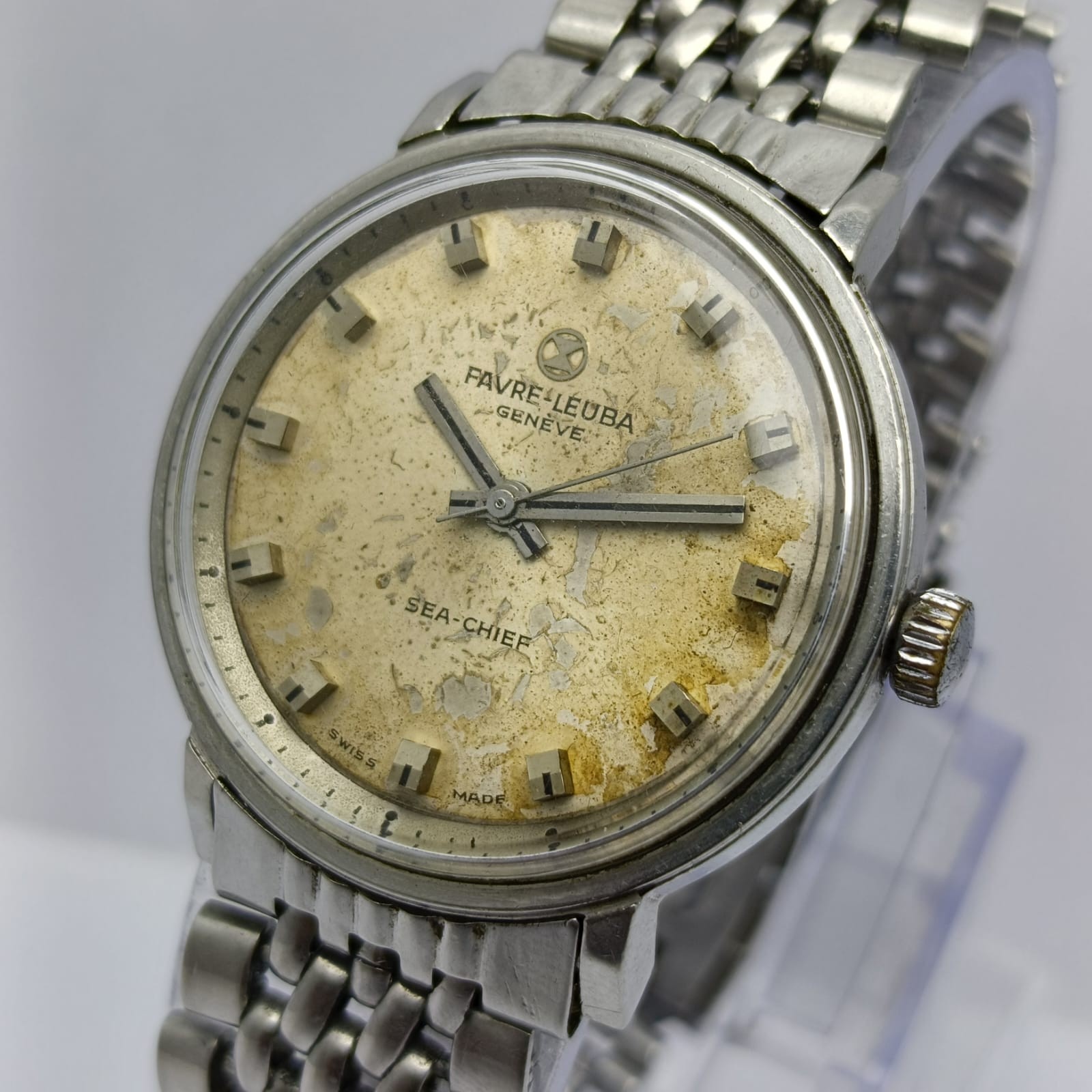 Favre Leuba Geneve Sea Chief Manual Winding Vintage Watch With BOR Band BDR90MUM