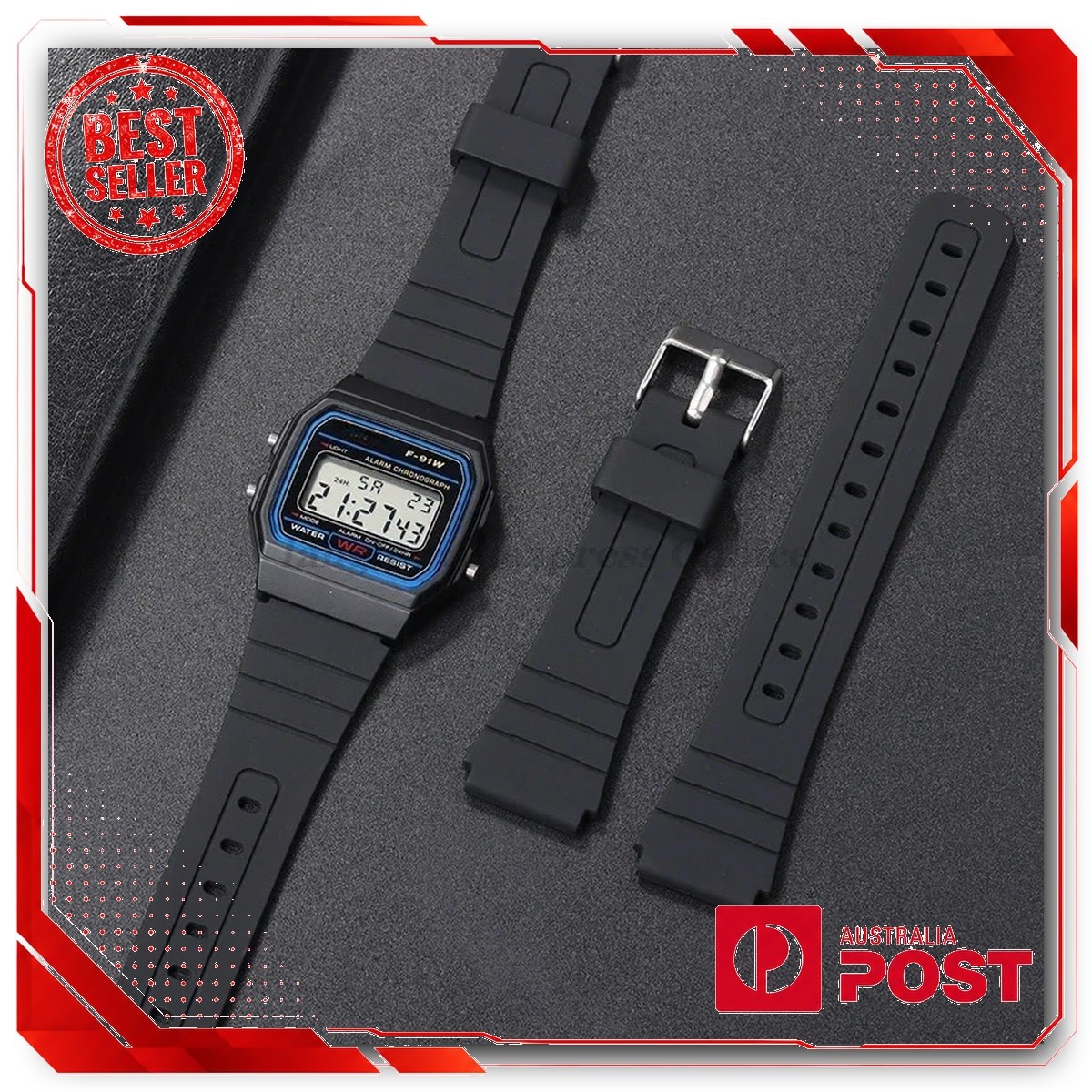 Silicone Watch Strap for CASIO F91W W-800H 18mm Replacement Band