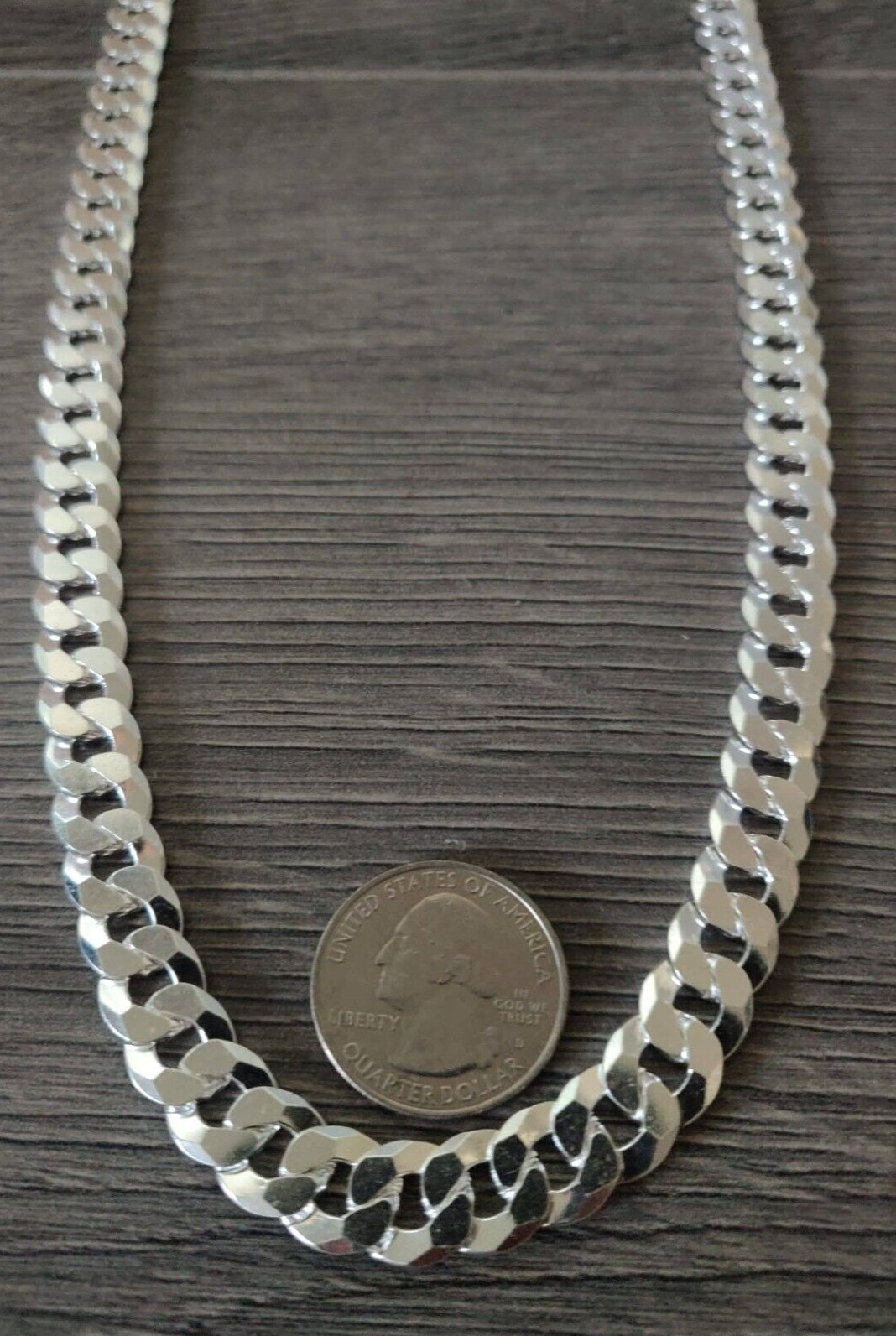 cadena de plata 925 Italiana 26″ larga 10mm 925 silver chain made in Italy