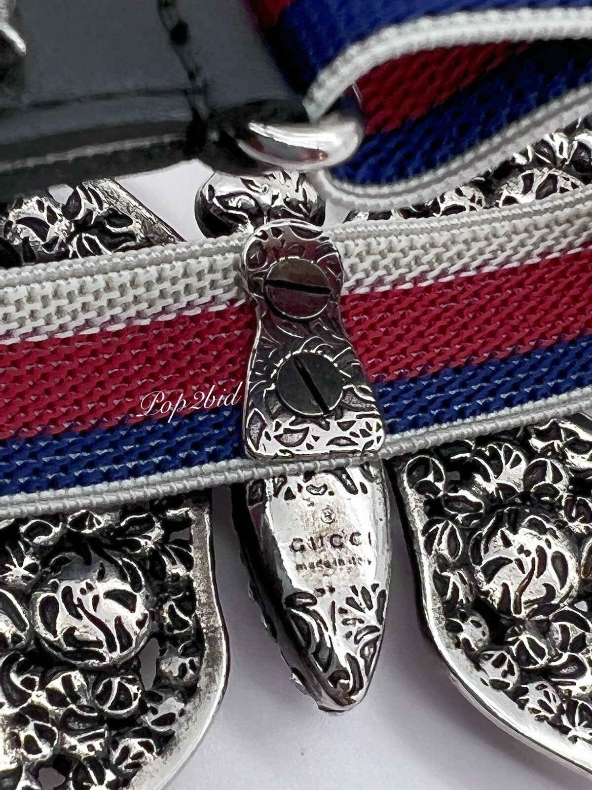 NWT 100% Authentic GUCCI Crystal Butterfly Web Strap Adjustable Bracelet