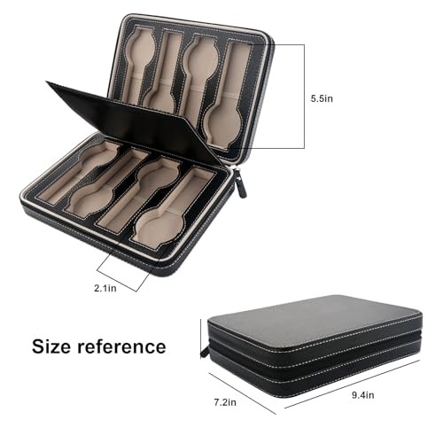 8 Slot Watch Box Faux Leather Storage Valet Premium Watch Storage Display Black