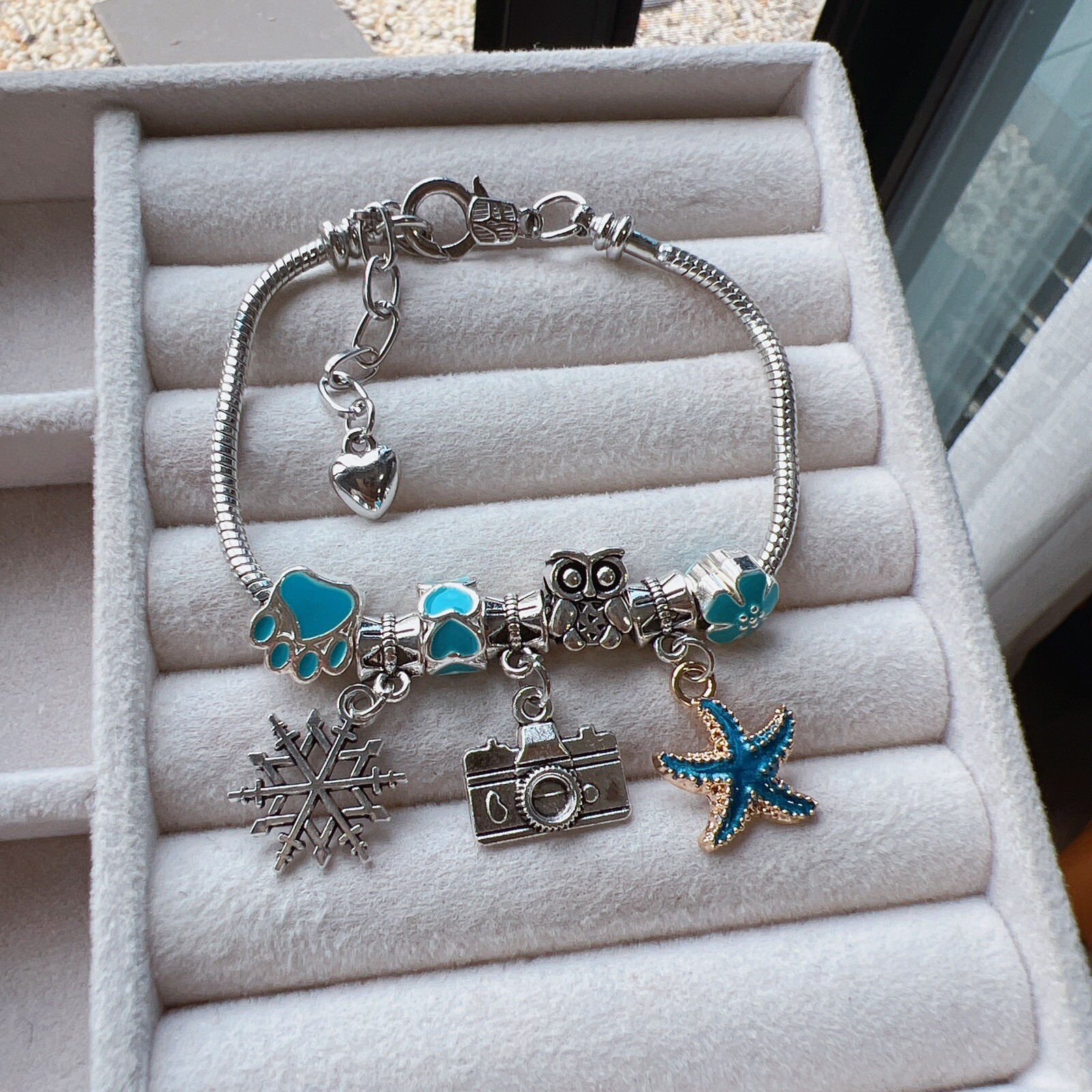Beautiful Bracelet With Charms, 18cm +5cm Additional