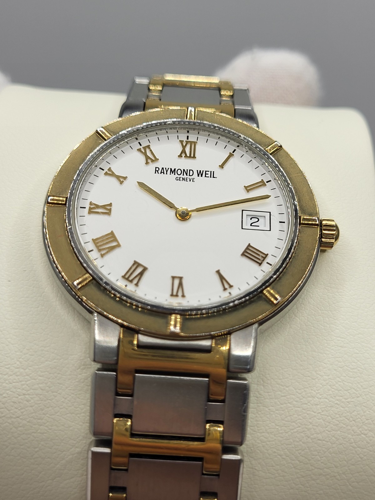 RARE [N. MINT] 35mm Raymond Weil 8800 Swiss Men’s 18k Gold Bezel Watch 8.25″