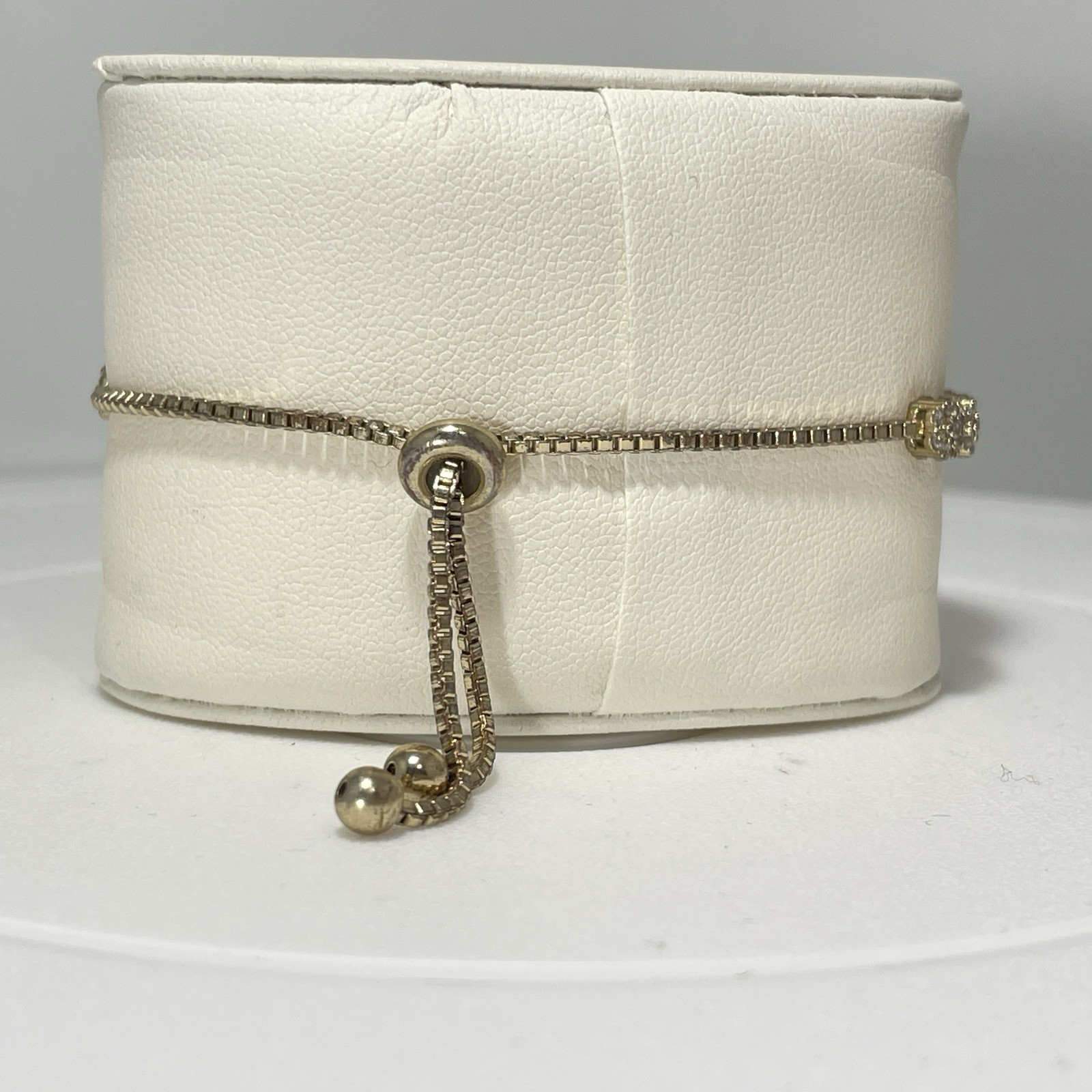 Gold Tone Adjustable Slider Bracelet Clear Rhinestone Cluster 9 Inch