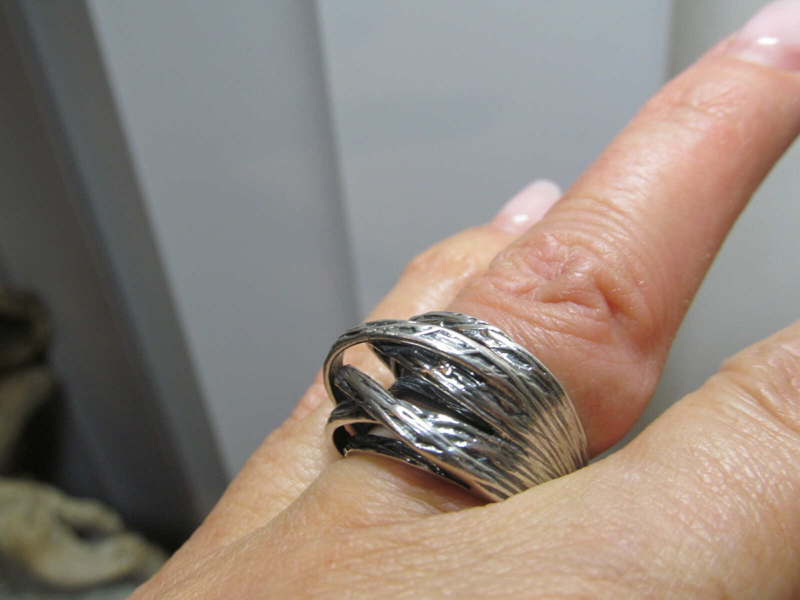 PZ PAZ Creations 925 Sterling Silver Bypass Tree Branches Ring 8.1g 5.75s ISRAEL