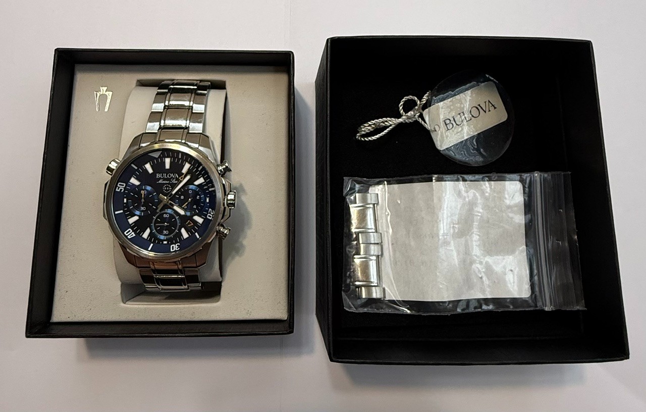 Bulova Marine Star 96B158 Chronograph Men’s Watch Blue Dial Stainless Steel Bo