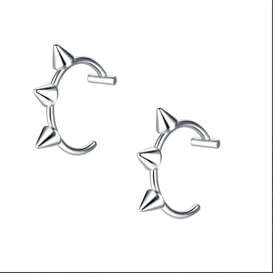 2PCS Trendy 10mm Stainless Steel Punk Clip on Fake Piercing Nose Wrap Lip Rings
