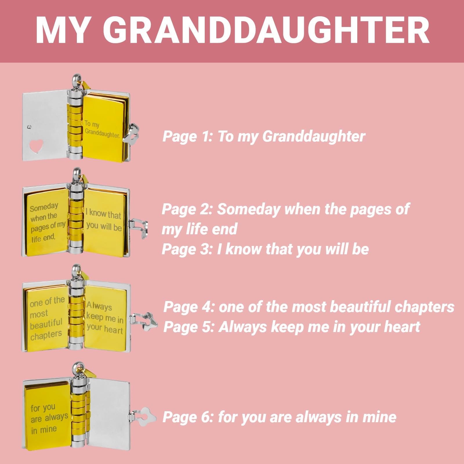 Granddaughter Necklace, The Most Beautiful Chapter Book Necklace