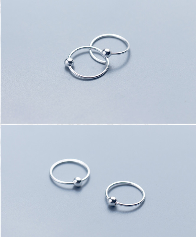 S999 STERLING SILVER PLAIN 1.2MM THICK ROUND ENDLESS BALL HOOP 6-12MM 2Pcs PE16