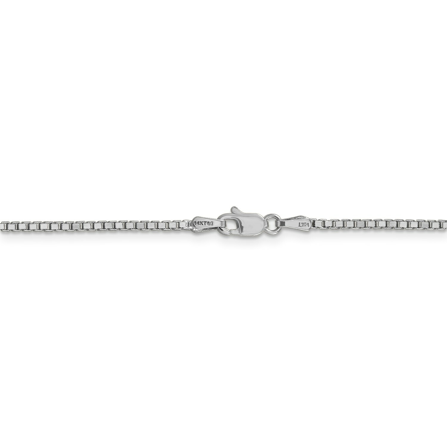 14k White Gold 1.5mm Solid Plain Box Link Chain w/ Lobster Clasp 16″ – 30″