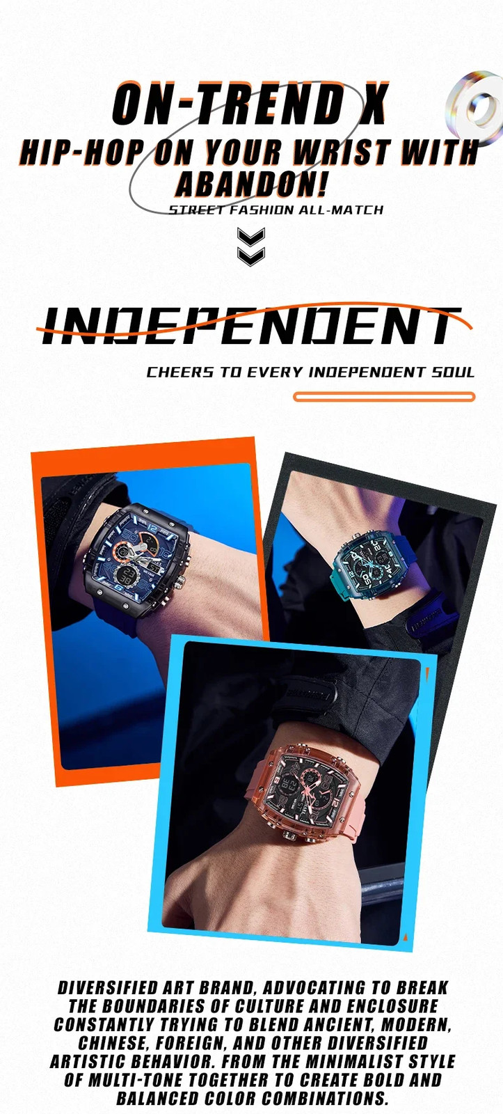 8109 Men’s Multifunctional Digital Sports Watch 50M Waterproof Dual Display LED