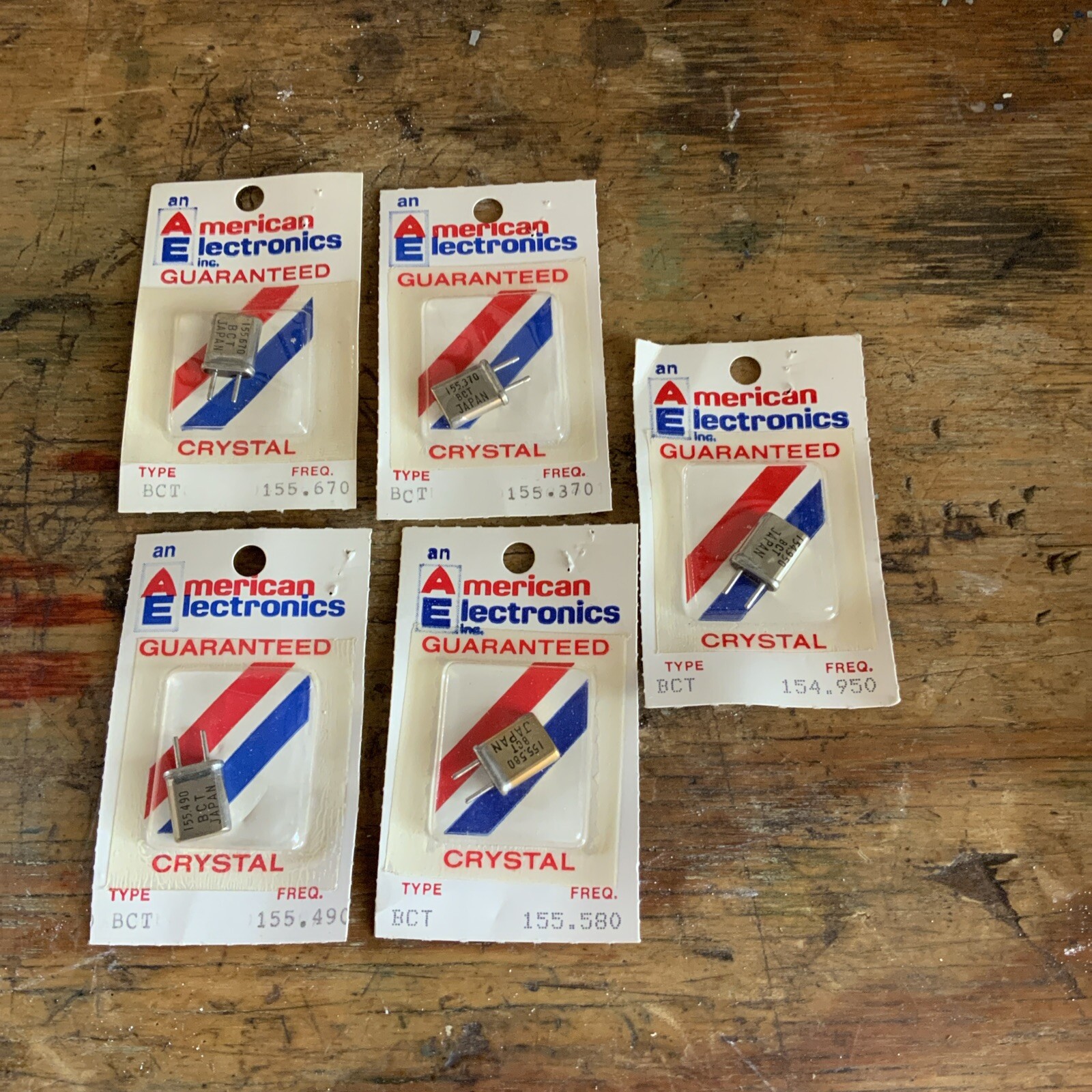 Lot Of 5 Crystals Electronic 155.670 155.370 155.490 155.580 154.950 BCT