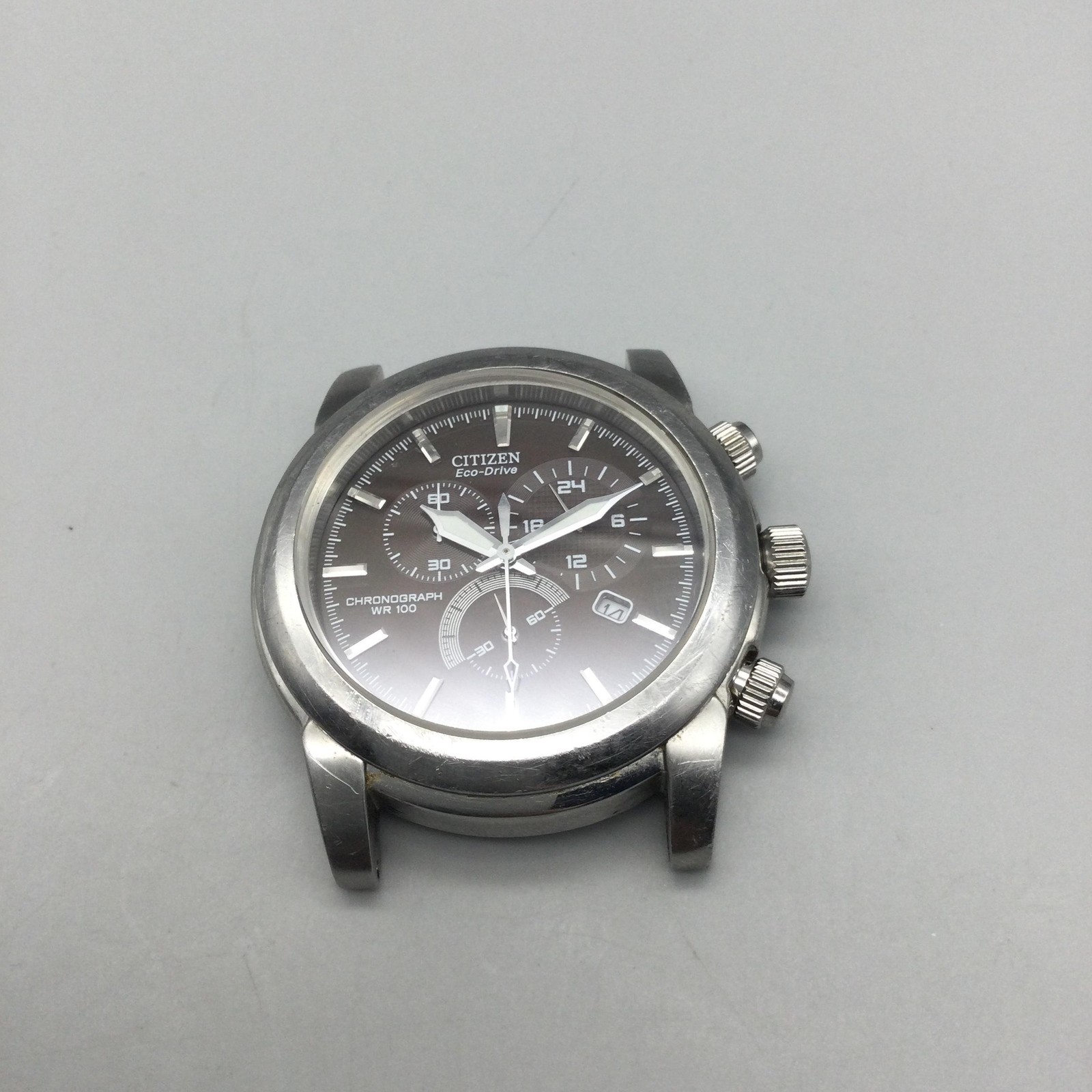 Citizen Eco-Drive H500 Mens Watch 39mm Gray Chronograph Head Only New Capacitor