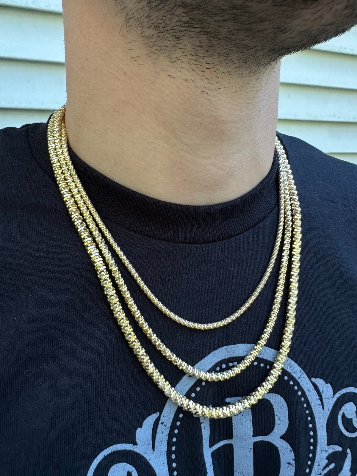 14k Gold Vermeil 925 Silver Diamond Cut Sparkle Ice Rope Chain Necklace 3-5mm