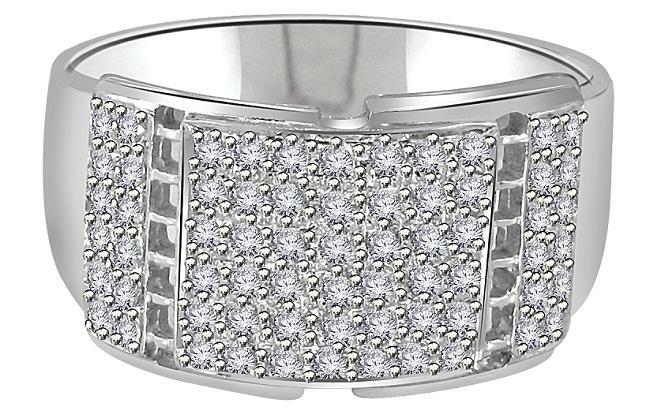 Men’s Wedding Ring SI1 G 0.70 Ct Round Diamond 14K White Gold Pave Set 12.45MM