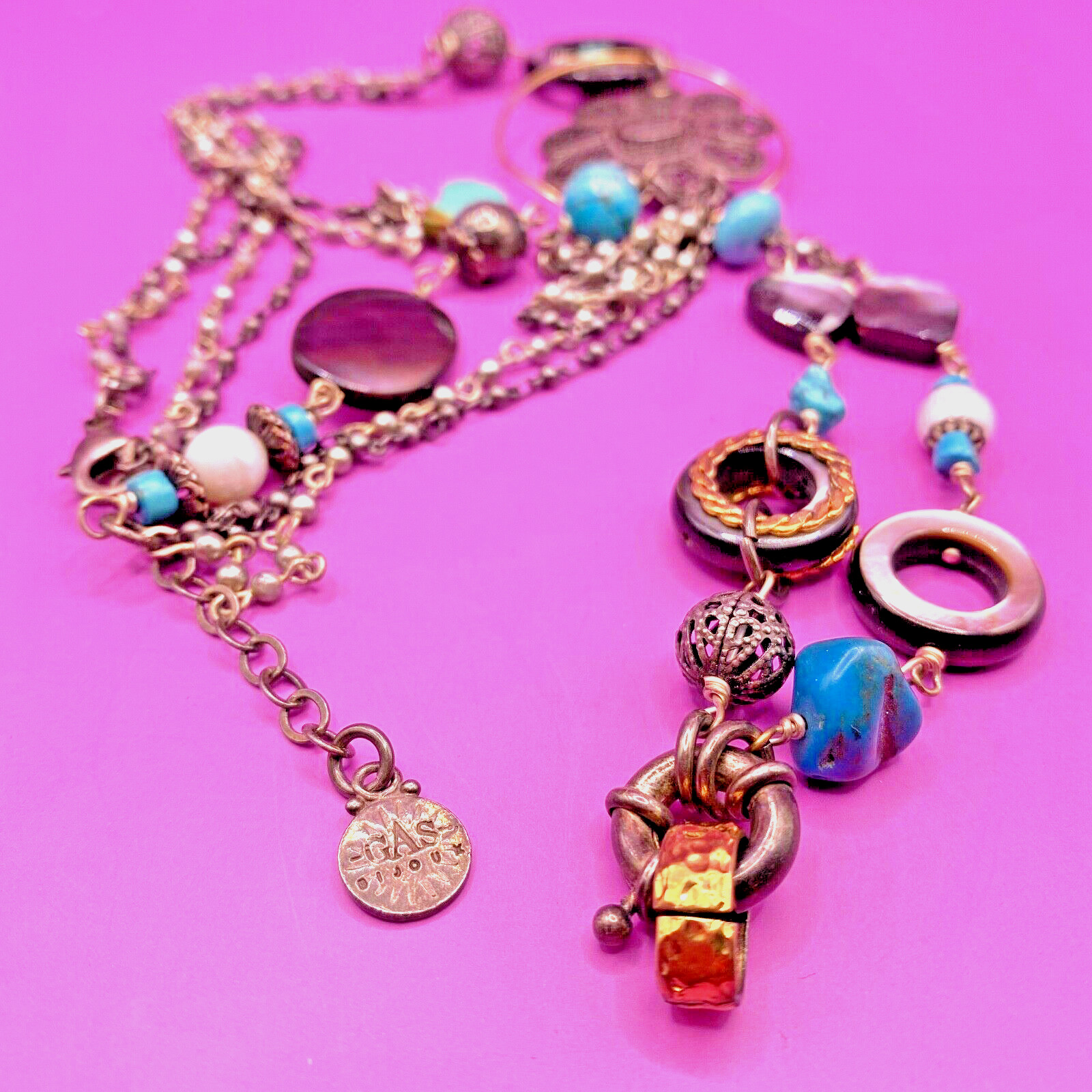 VTG GAS Bijoux Long Necklaces Costume Jewellery France Gift BOHO Multicolour