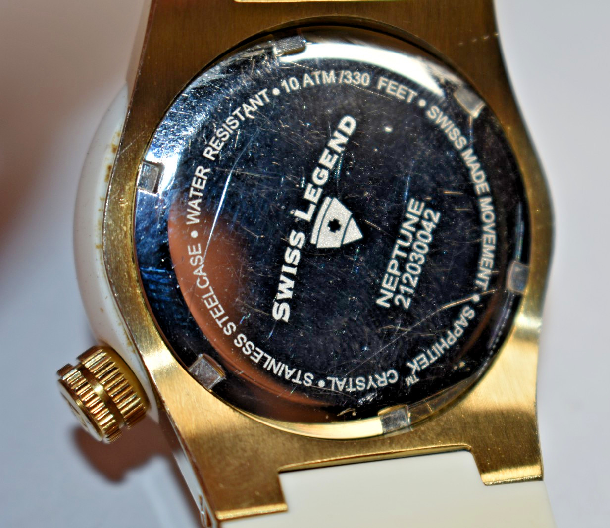 Swiss Legend Neptune Women’s White/Gold Watch w/ Date NEW BATTERY!