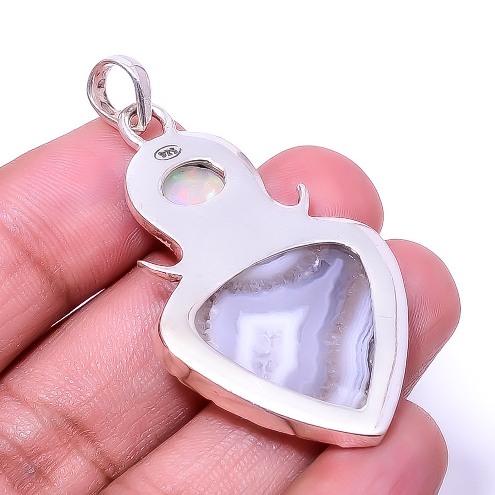 Botswana Agate – Botswana 925 Sterling Silver Pendant 1.95″ P_9473_251_36