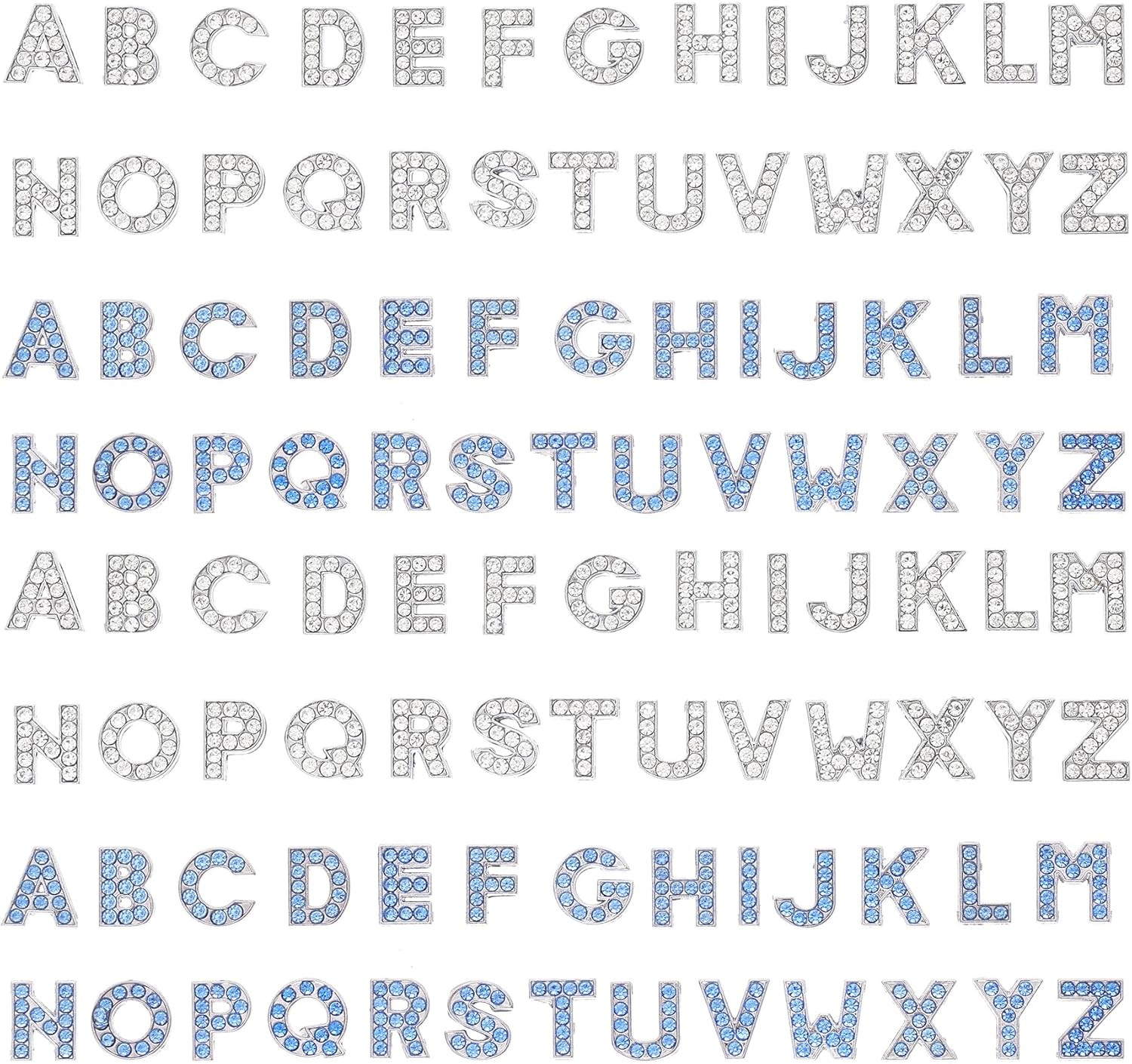130Pcs A-Z 8Mm Full Rhinestones Slide Alphabet Letters for DIY Wristbands Bracel