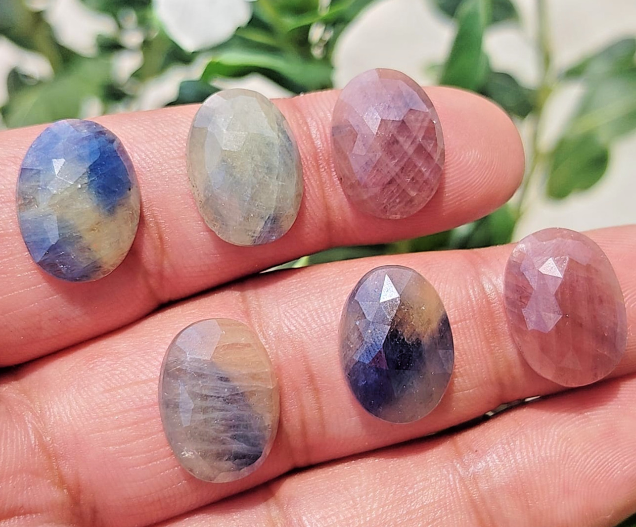 Natural Multi Sapphire Oval Faceted Cabochon,Polished Loose Gemstone For Jewelry