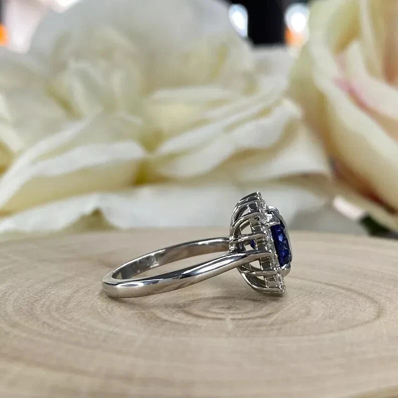 3.00 Ct Natural Sapphire And Diamond Wedding Bridal Ring 14k White Gold 5 6 7 8