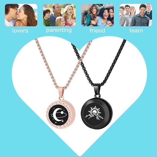 Long Distance Touch Necklaces,Vibration & Light up Remote Smart black