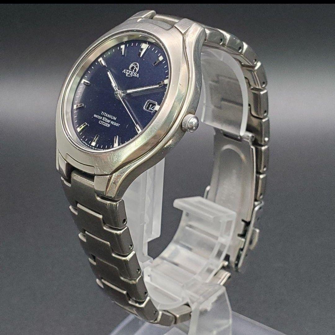 Citizen Attesa Solar Titanium Navy Dial Watch, in good working order, battery re
