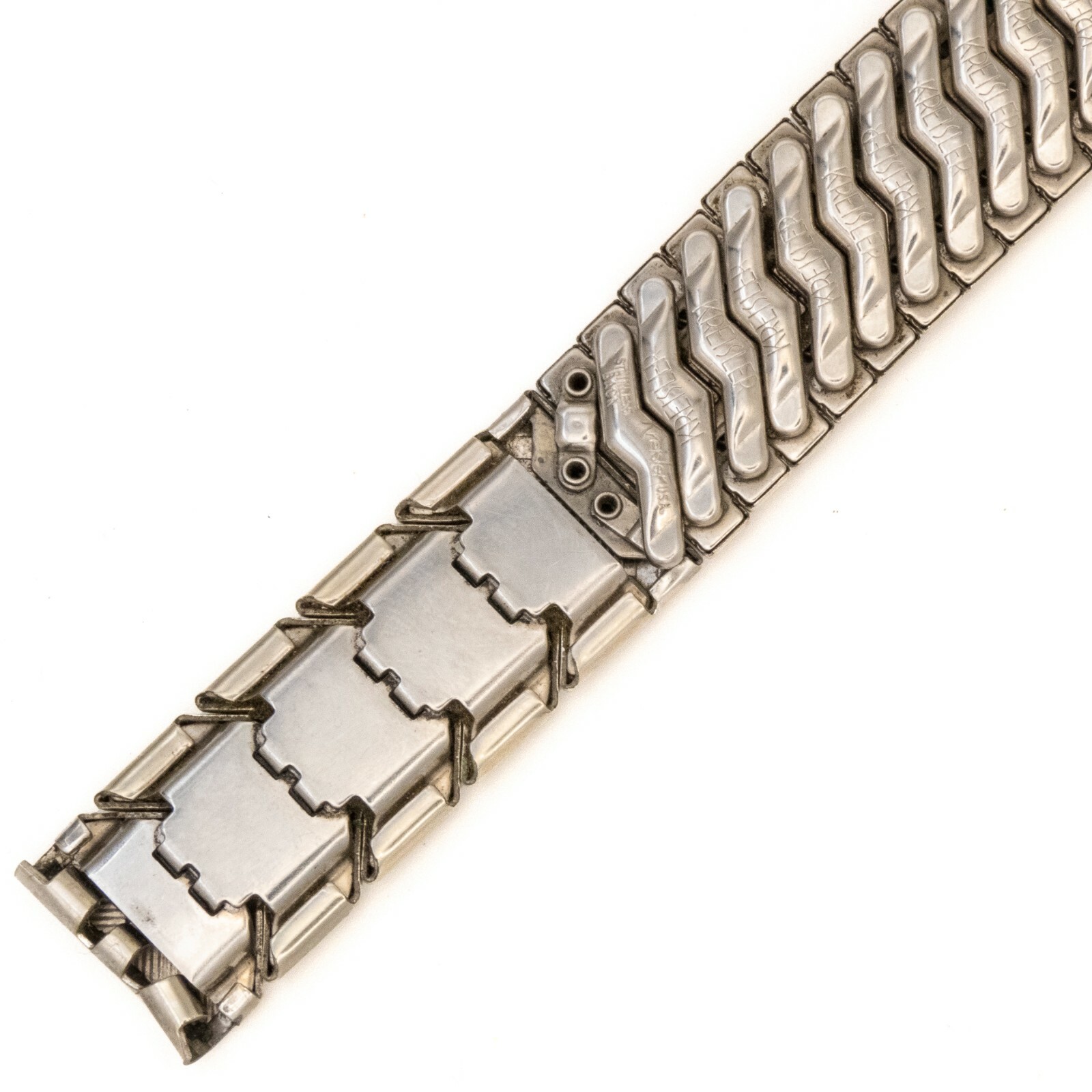 Vintage Kreisler 17.0 mm stainless steel wristwatch bracelet w/center expansion