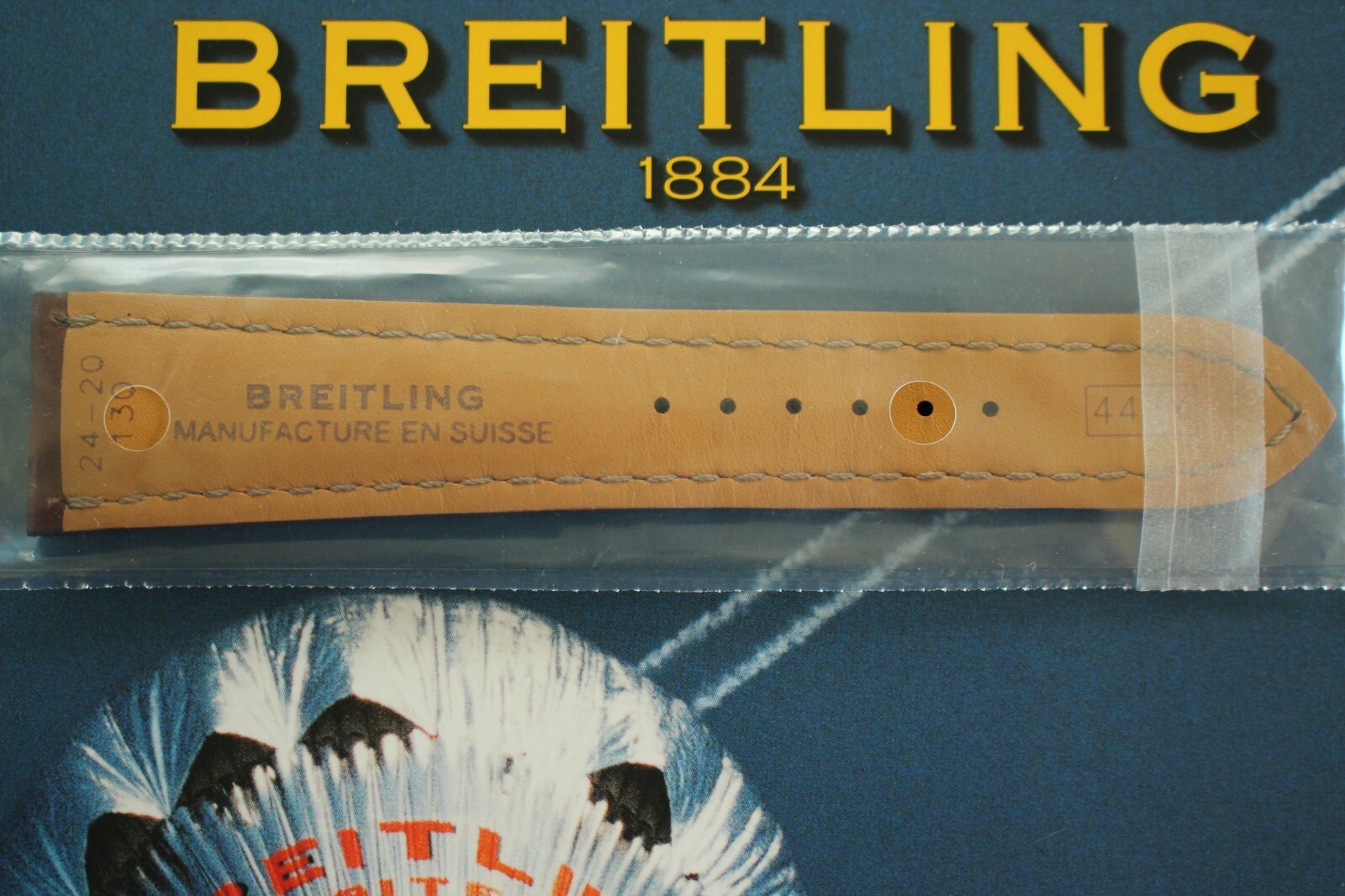 BREITLING 443X 24-20 BROWN DELUXE CALF TONGUE BUCKLE WATCH BAND WATCHBAND STRAP