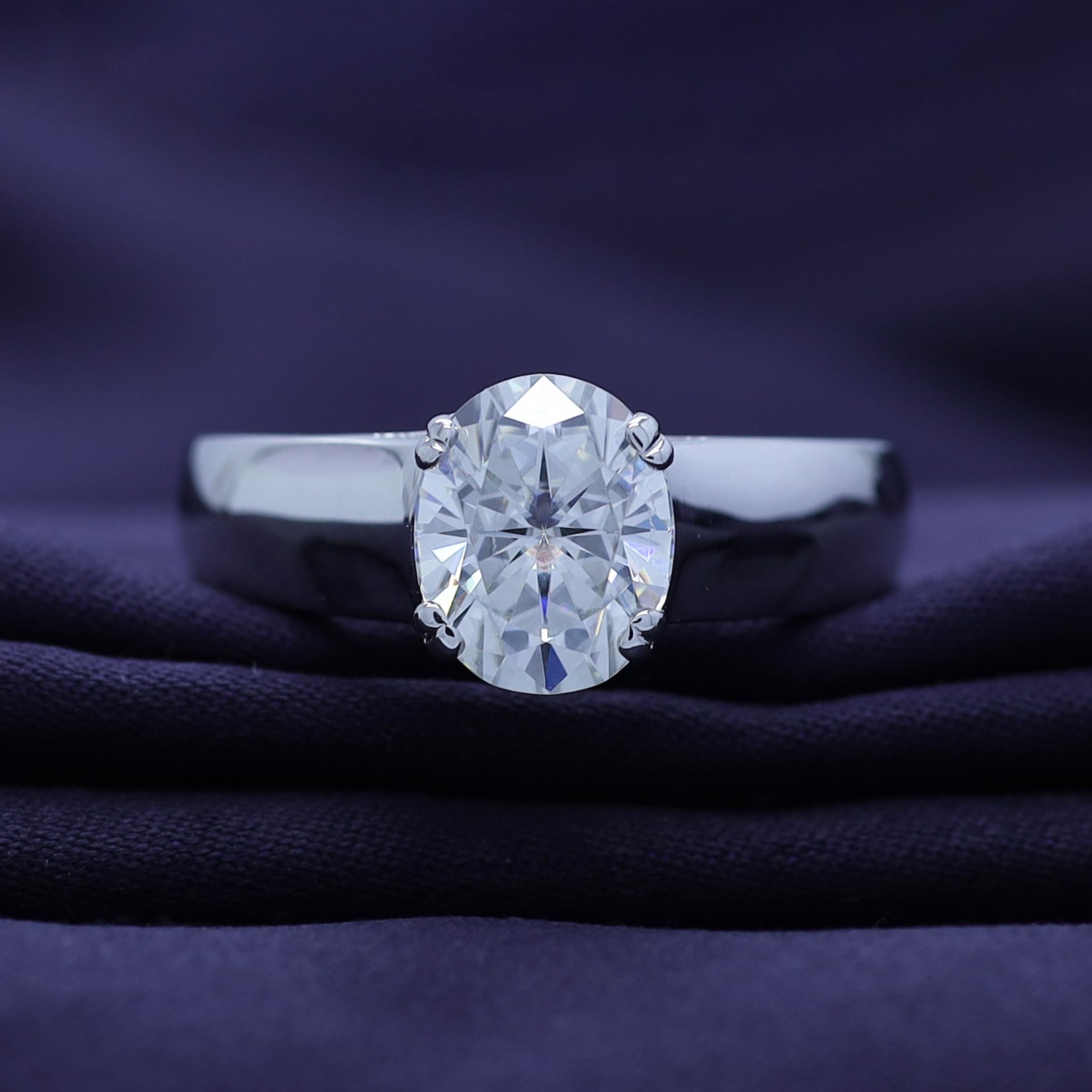 2.60 Ct Oval Cut Moissanite Solitaire Engagement Ring in 925 Steling Silver