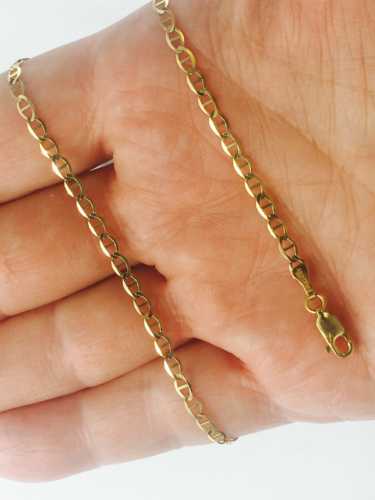 10k Yellow Gold 10″ Solid Anchor Mariner Link Anklet Chain Bracelet 3.2 mm 2Gram