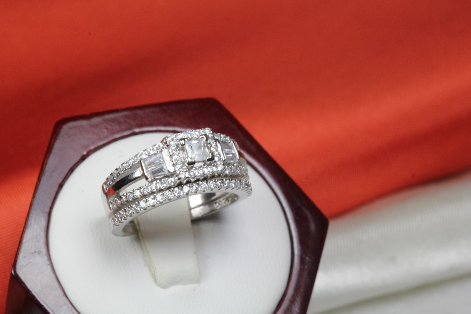 VINTAGE STYLE 1.65 C STERLING SILVER 925 CZ ENGAGEMENT WEDDING RING SET WRS49-MU