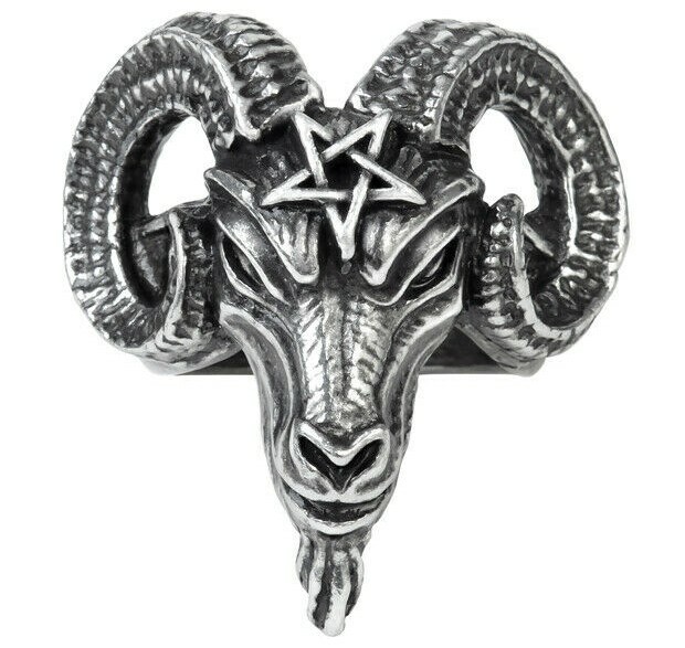 Alchemy Gothic Baphomet Pentagram Knights Templar Diety Ring English Pewter R239