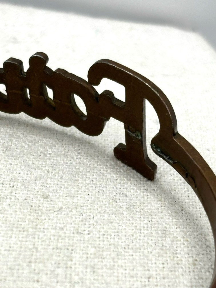 FAITH Word Script Name Bronze Metal Bangle Bracelet 8 Inch