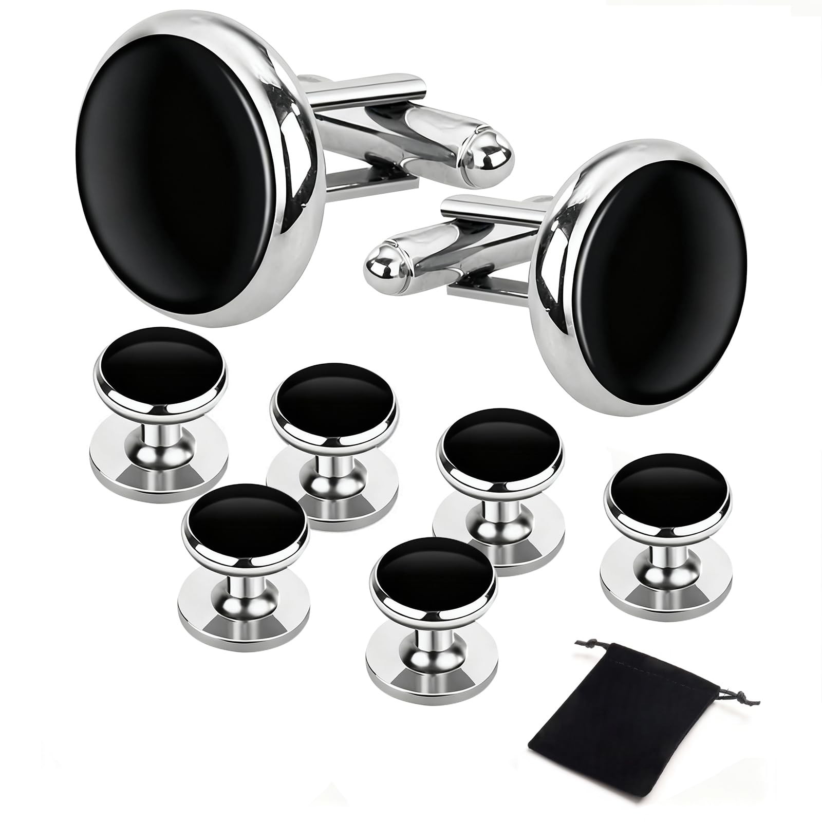 Oiomniv Men’s Tuxedo Studs and Cufflinks Set, Stainless Steel Formal Accessor…