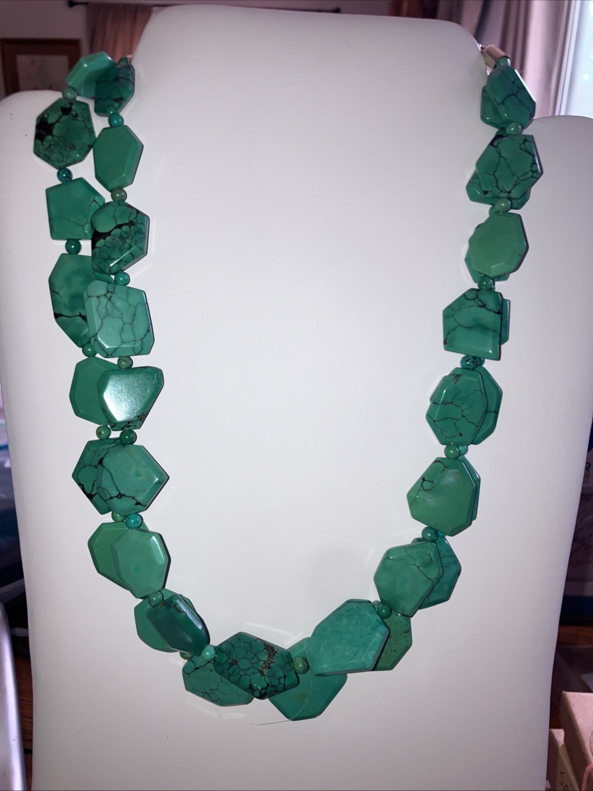 Jay King DTR Double Strand Turquoise Slab Beads Sterling 925 20” New 102 Grams