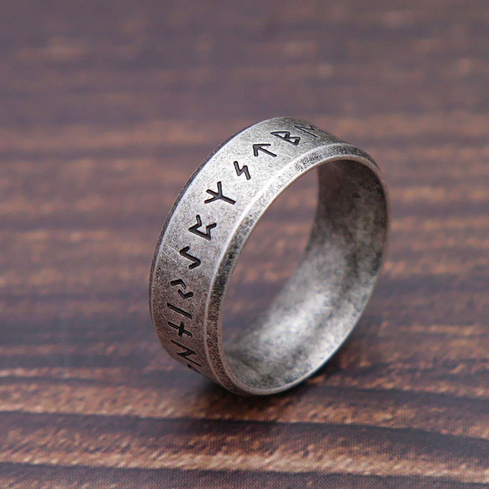 Viking Rune Ring Stainless Steel Odin Amulet Retro Unisex Jewelry Gift