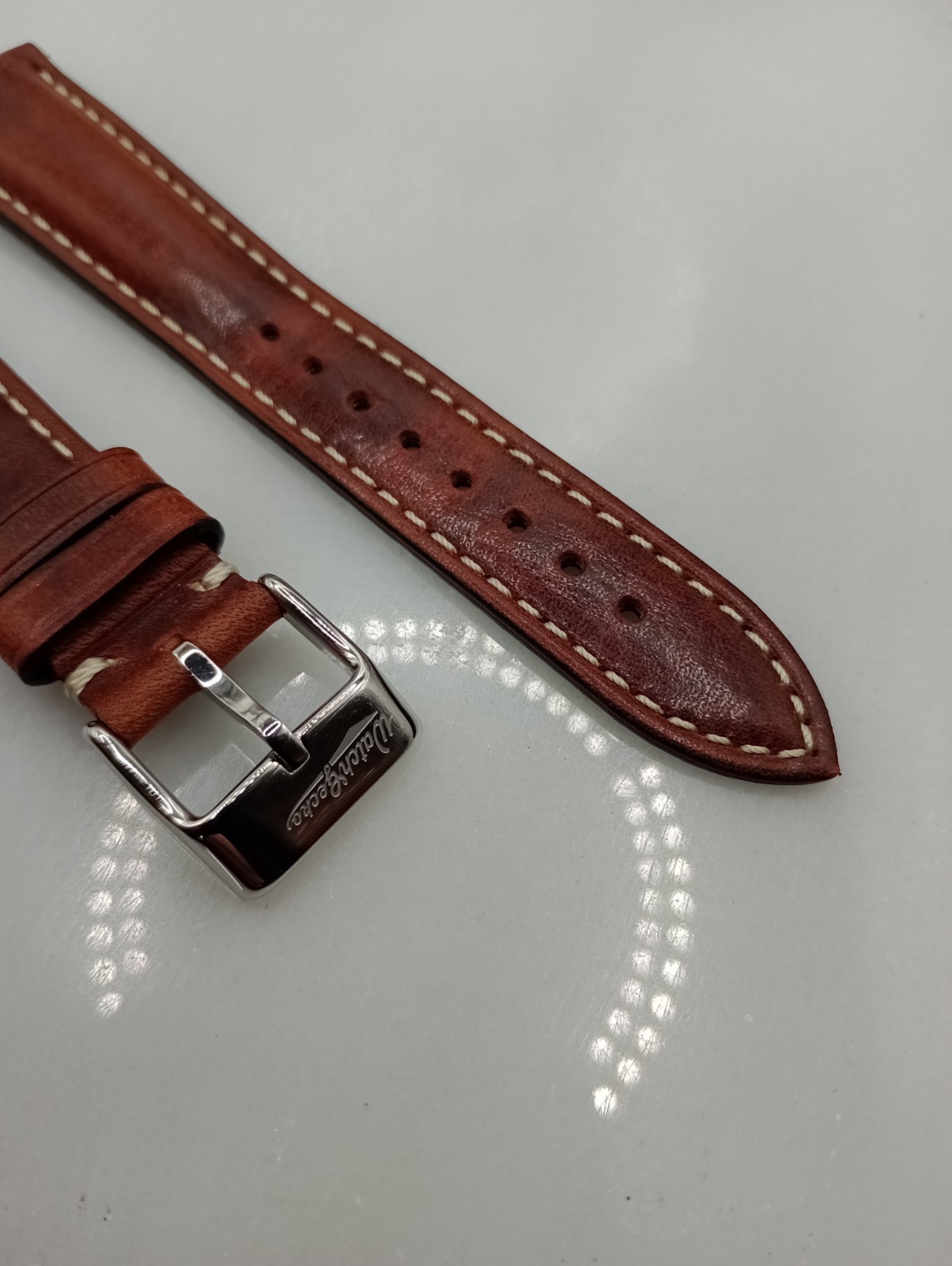 New Watchgecko Highley 20mm Italian Leather Handmade Brown Watch Strap 6B382