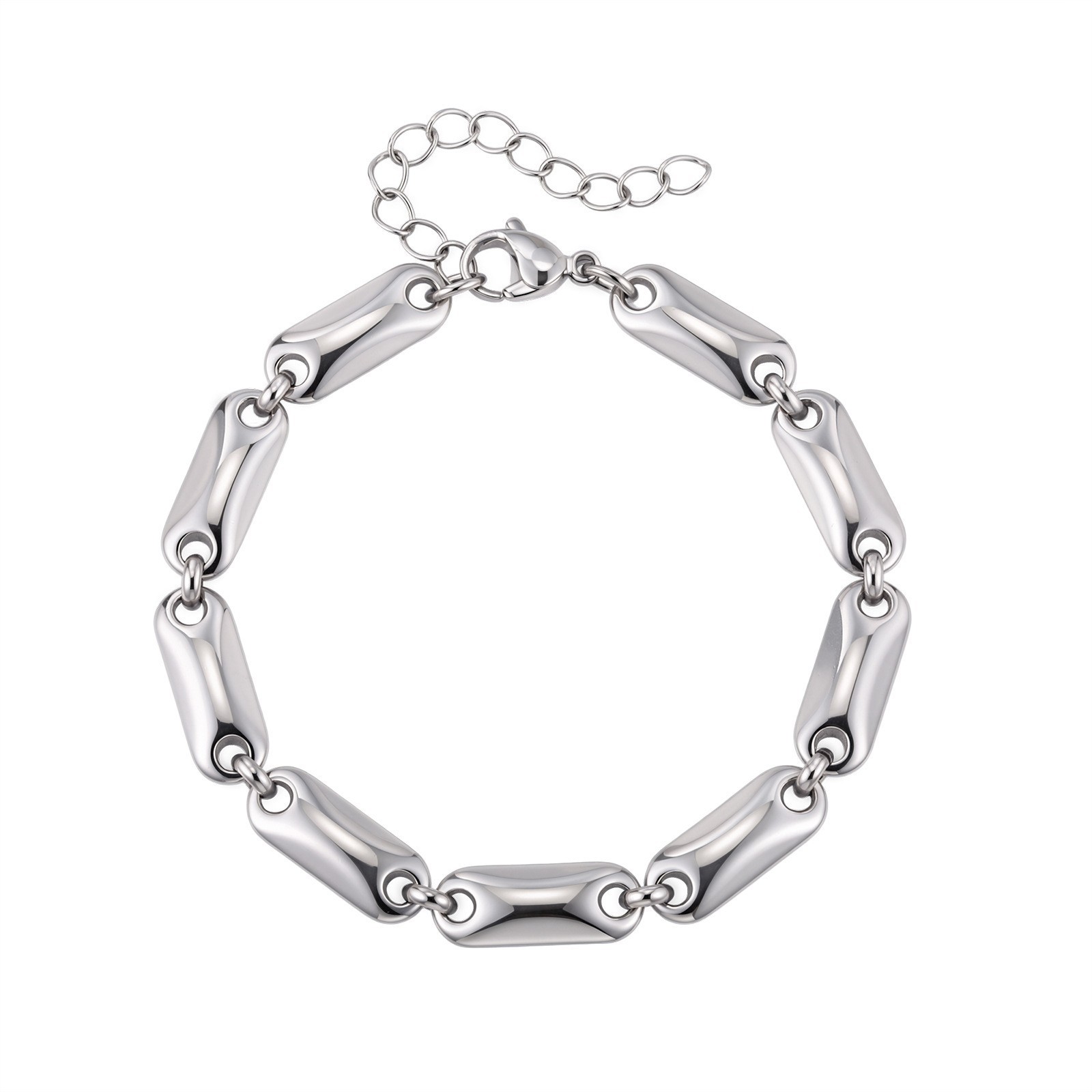 For Mens Hip-Hop Stainless Steel Solid Oval Link Chain Luxury Bracelet Accessory